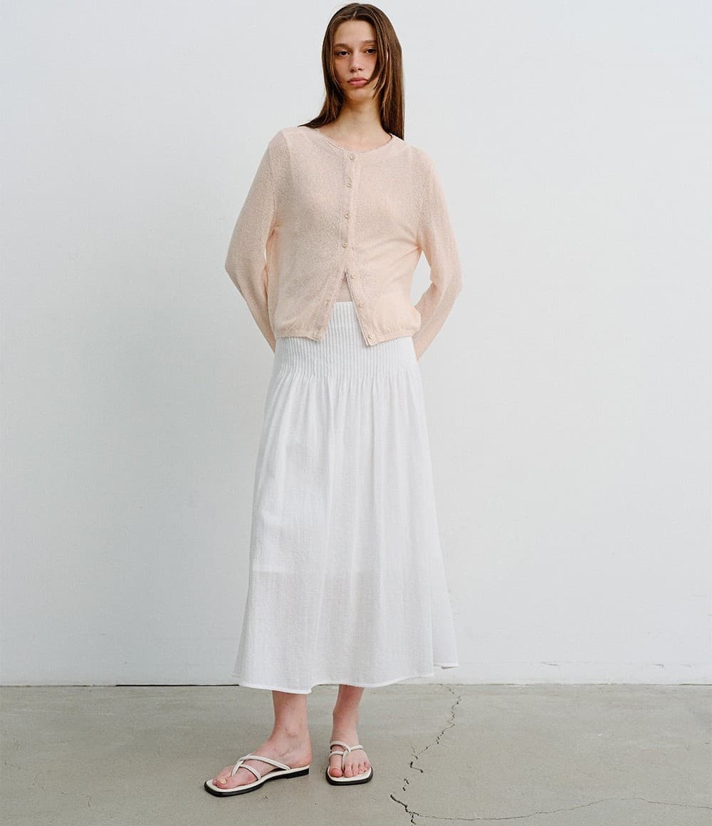 TVR PIN TUCK FLARE SKIRT_WHITE — vue 5