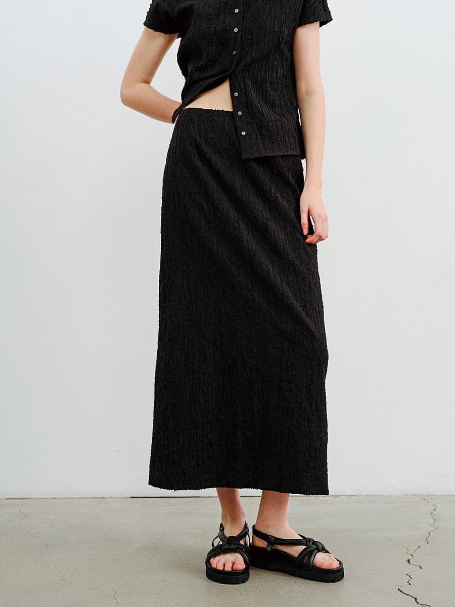 TVR JACQUARD STRETCH SKIRT_BLACK — vue 2