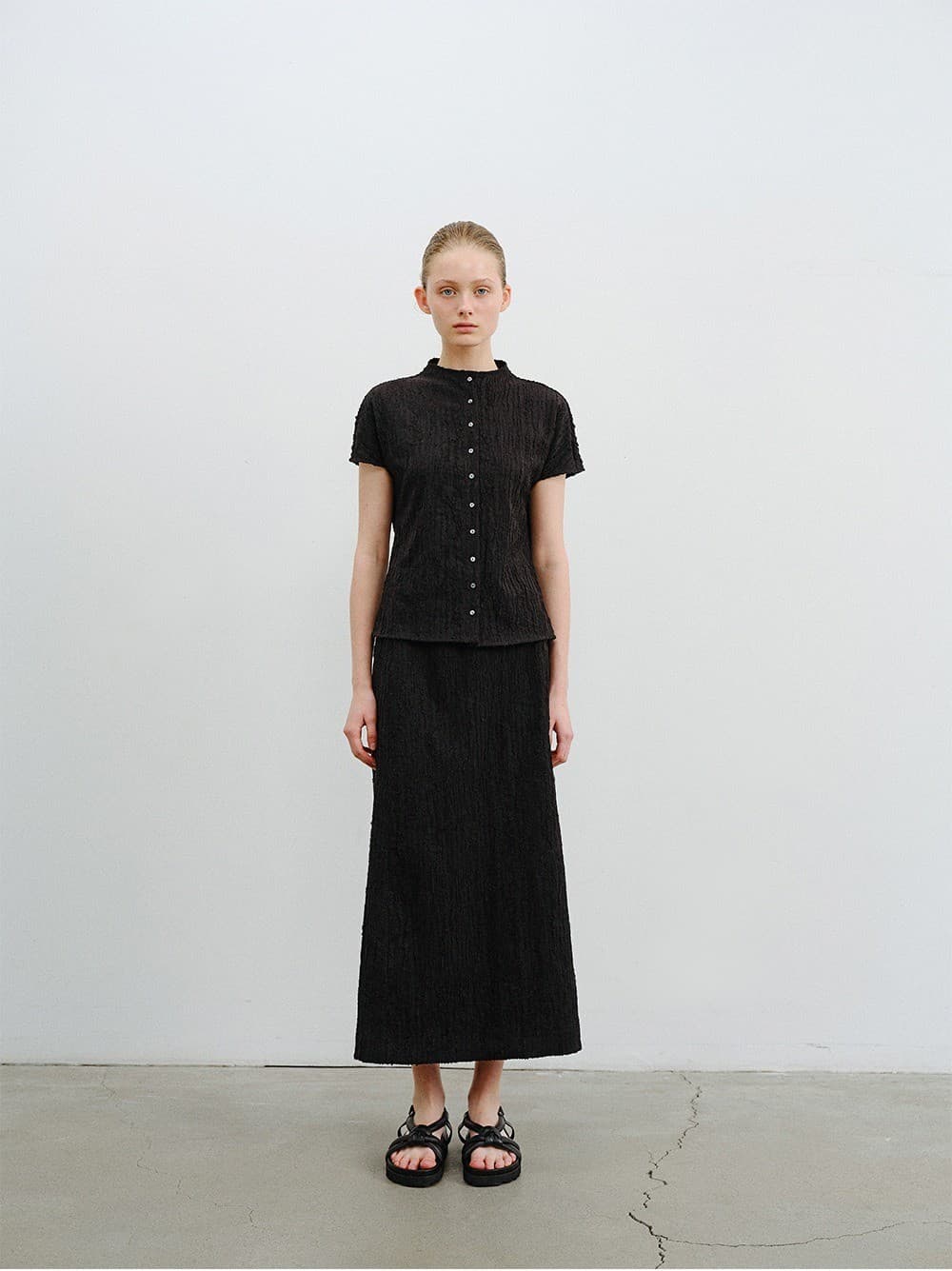 TVR JACQUARD STRETCH SKIRT_BLACK — vue 5