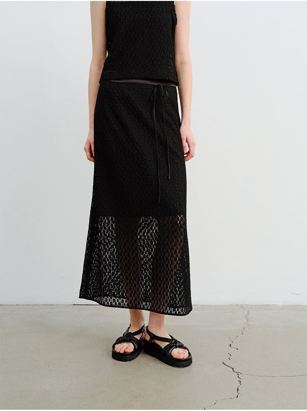 TVR LACE LONG SKIRT_BLACK — vue 9