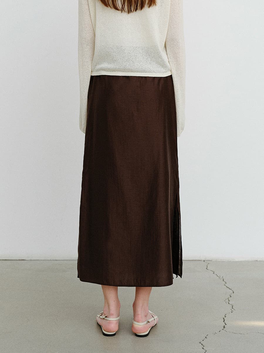 TVR LAYERED LONG SKIRT_BROWN — vue 4