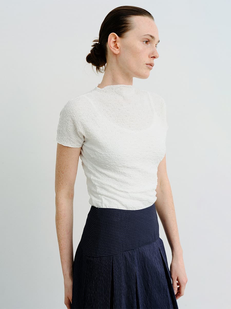TVR CAP SLEEVE WRINKLE TOP_WHITE — vue 1