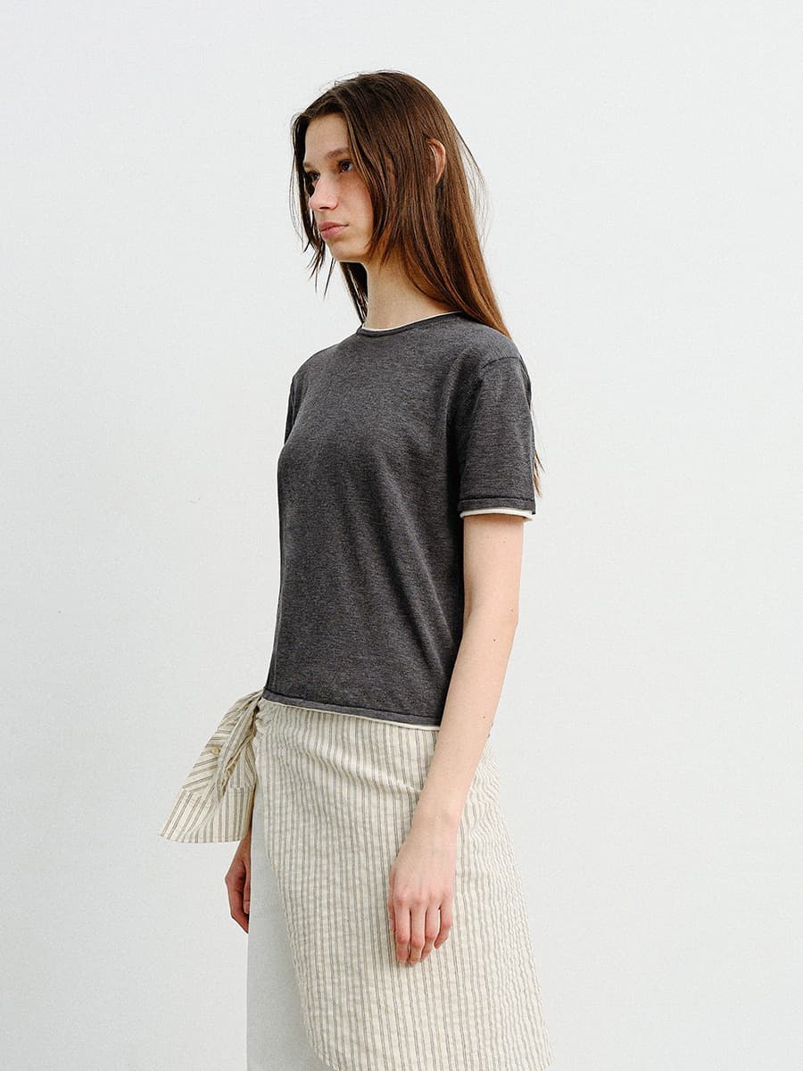 TVR SILK BLEND DOUBLE LAYER KNIT TOP_D-GREY — vue 3