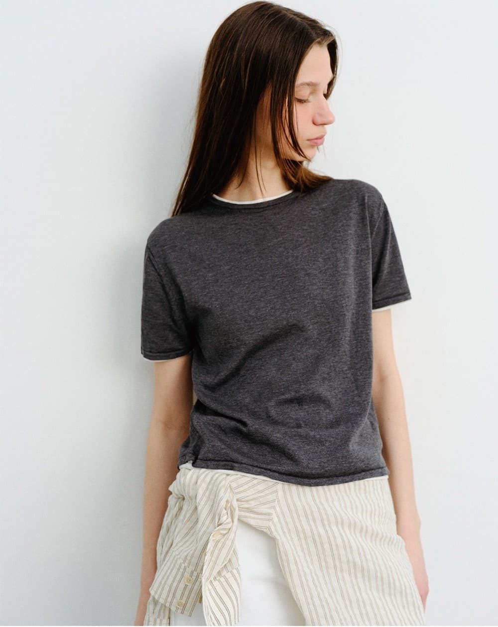 TVR SILK BLEND DOUBLE LAYER KNIT TOP_D-GREY — vue 6