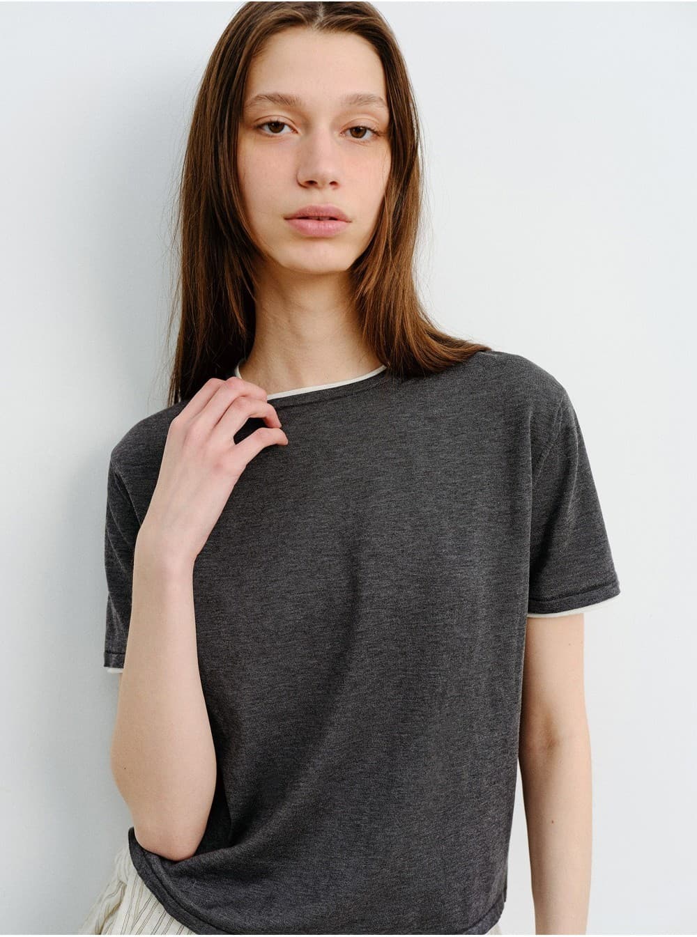 TVR SILK BLEND DOUBLE LAYER KNIT TOP_D-GREY — vue 11