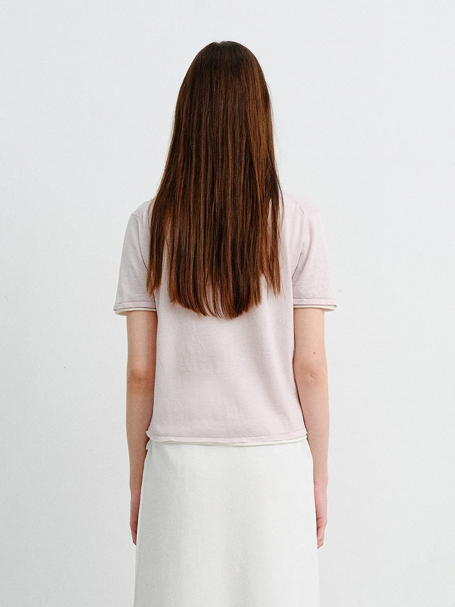 TVR SILK BLEND DOUBLE LAYER KNIT TOP_PINK — vue 4
