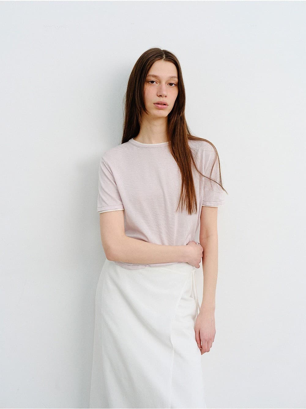 TVR SILK BLEND DOUBLE LAYER KNIT TOP_PINK — vue 6