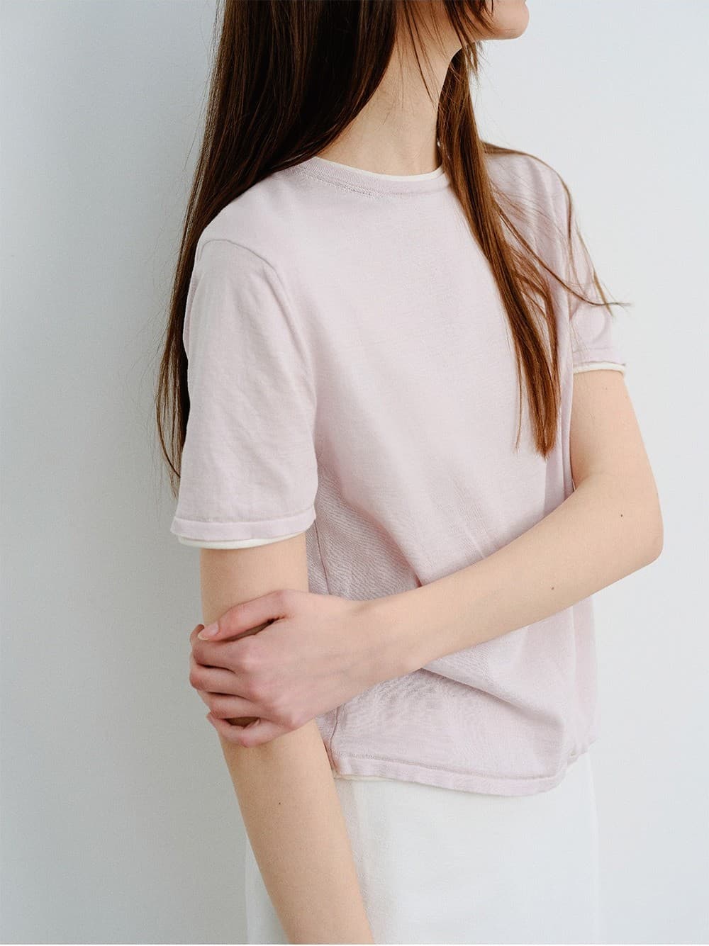 TVR SILK BLEND DOUBLE LAYER KNIT TOP_PINK — vue 11