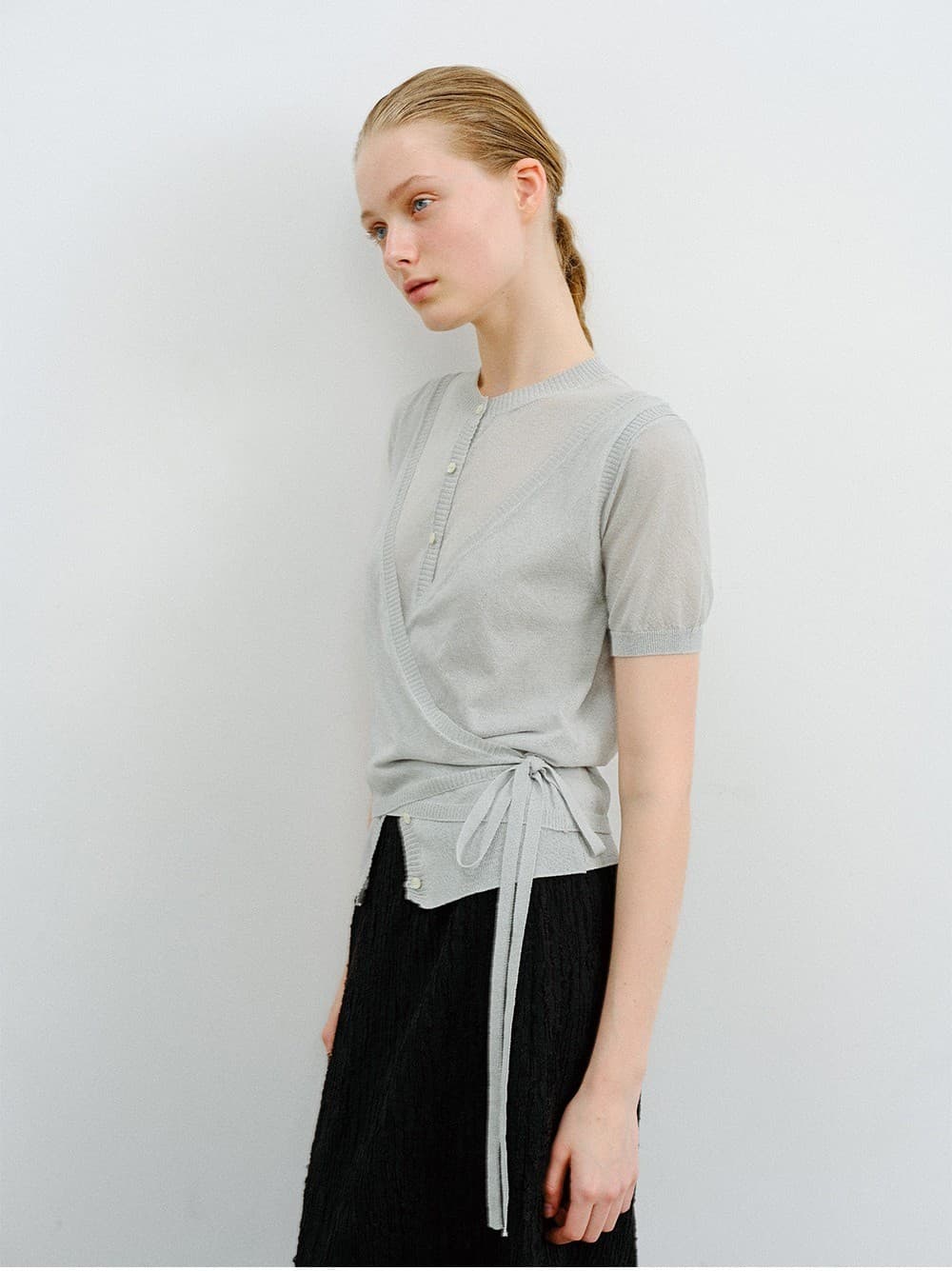 TVR SHEER WRAP KNIT CARDIGAN SET_MINT GREY — vue 10