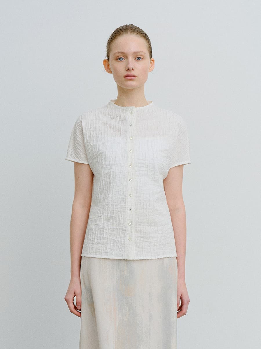 TVR JACQUARD STRETCH BLOUSE_WHITE — vue 1