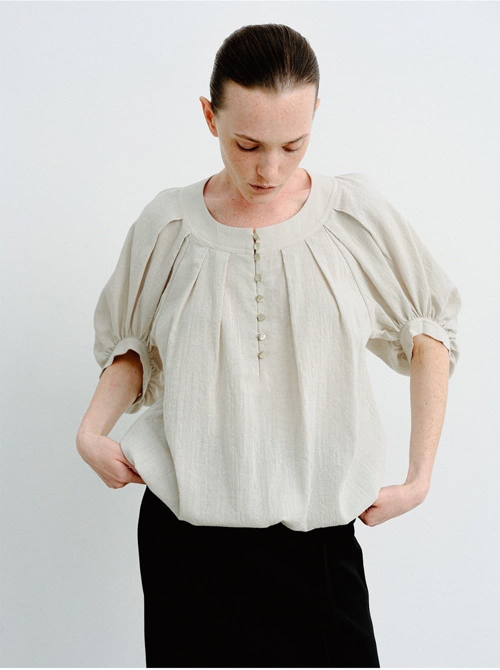 TVR BALLOON SLEEVE BLOUSE_L-GREY — vue 8