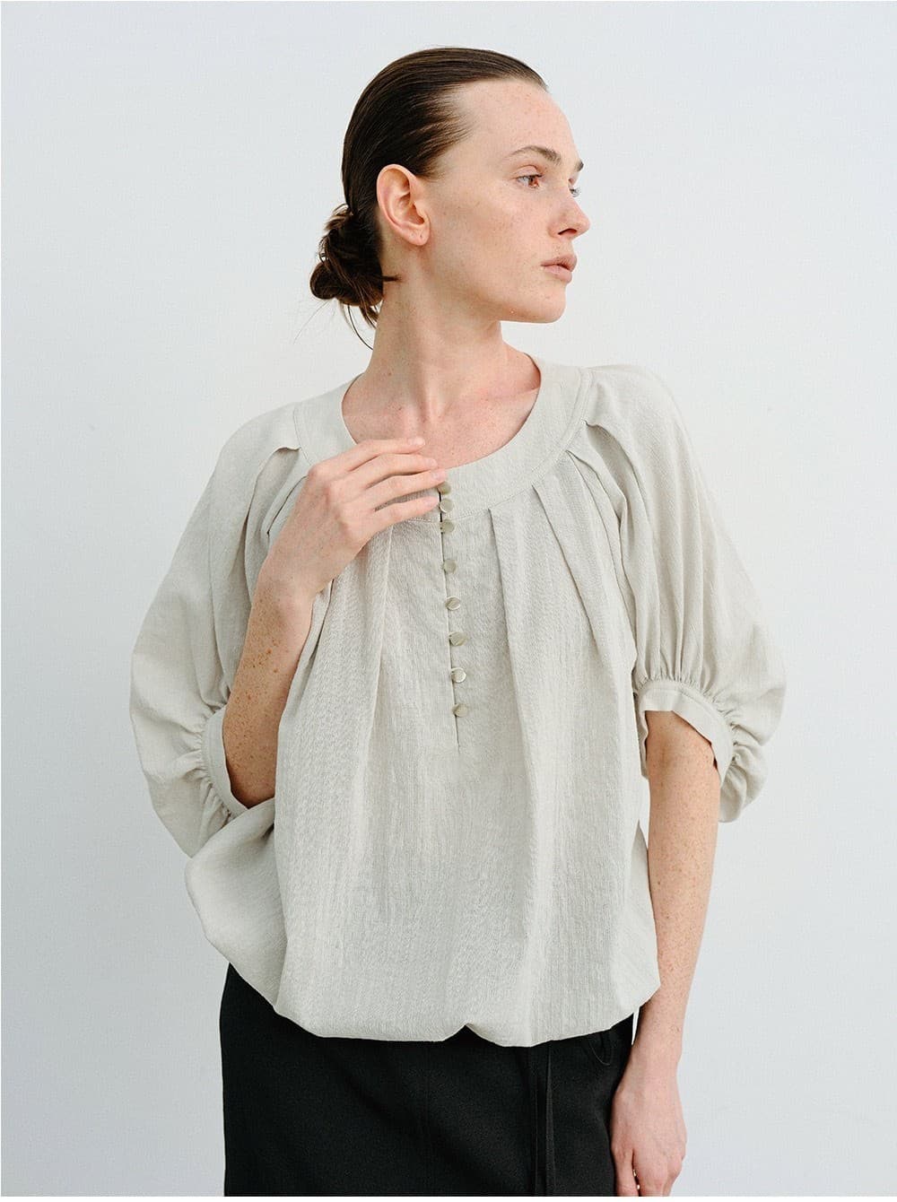 TVR BALLOON SLEEVE BLOUSE_L-GREY — vue 9