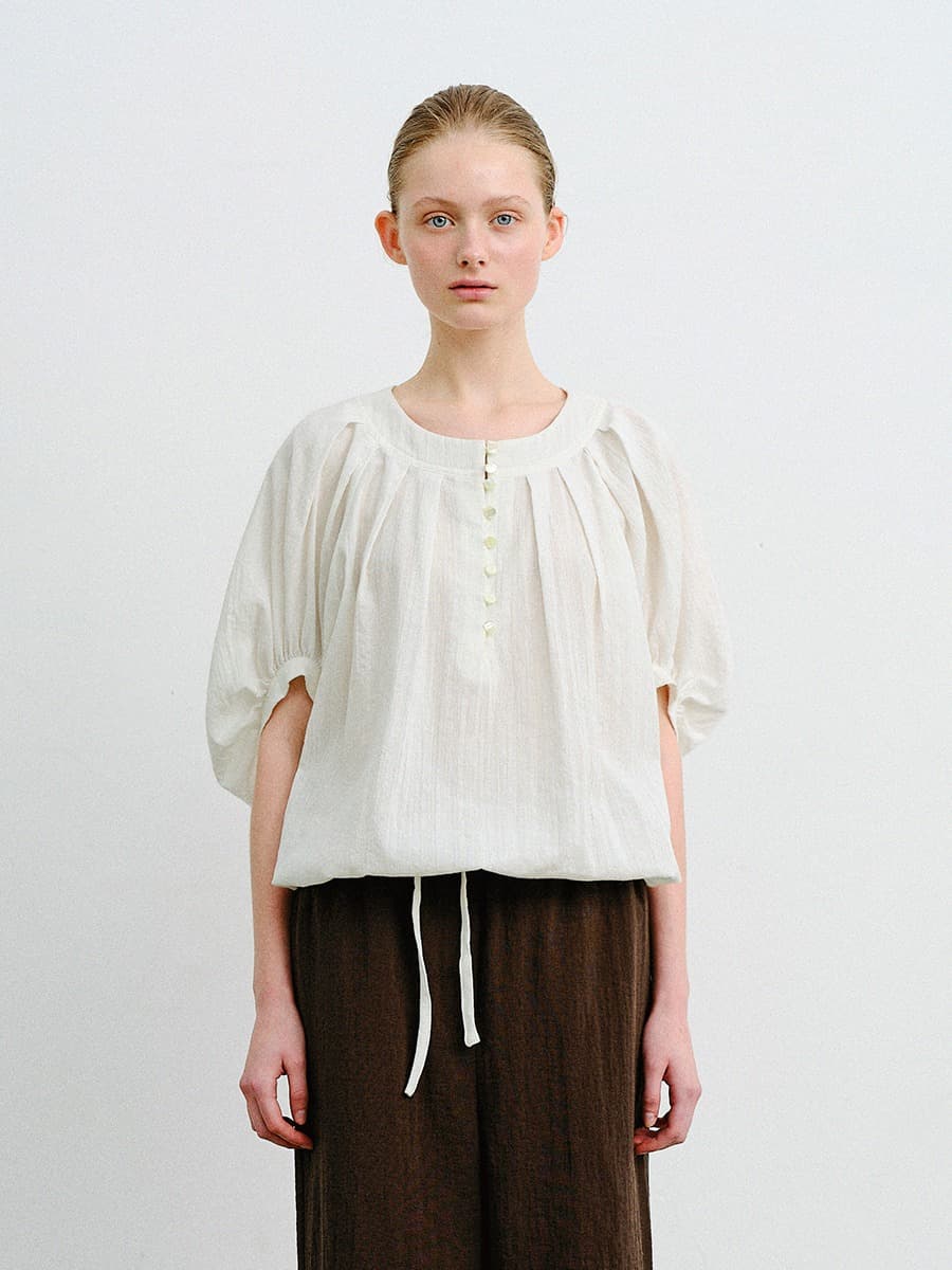 TVR BALLOON SLEEVE BLOUSE_IVORY — vue 2