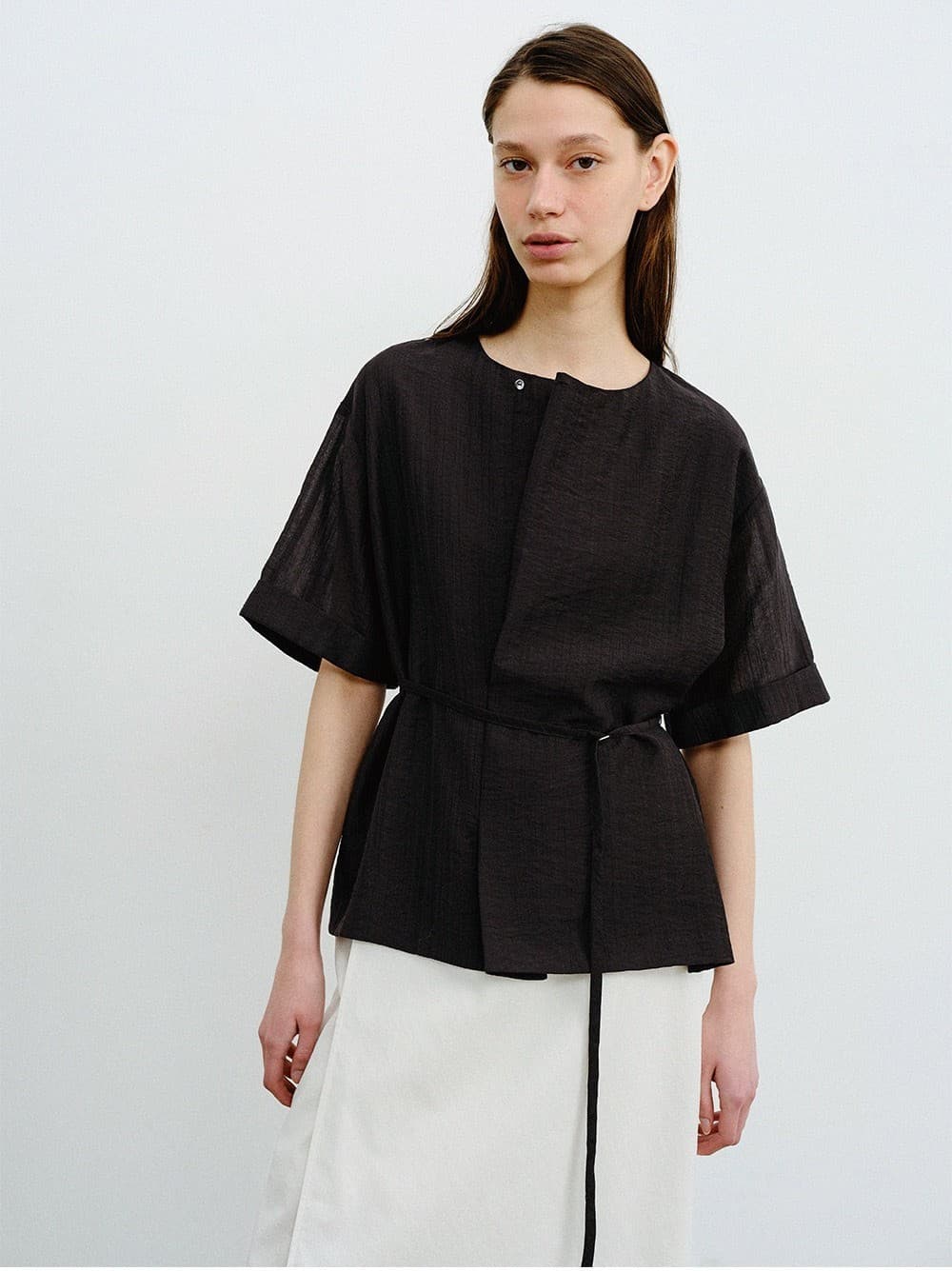 TVR DRAPED NECK BLOUSE_BLACK — vue 8