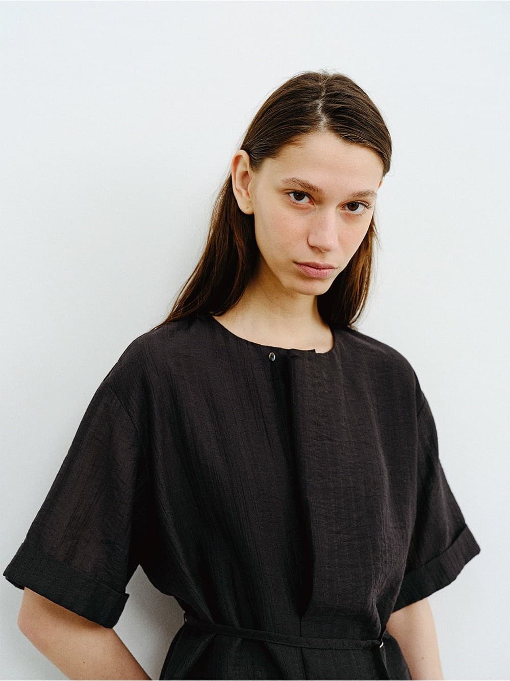 TVR DRAPED NECK BLOUSE_BLACK — vue 9