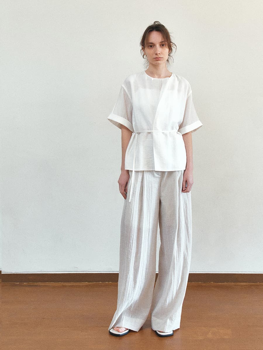TVR DRAPED NECK BLOUSE_IVORY — vue 5