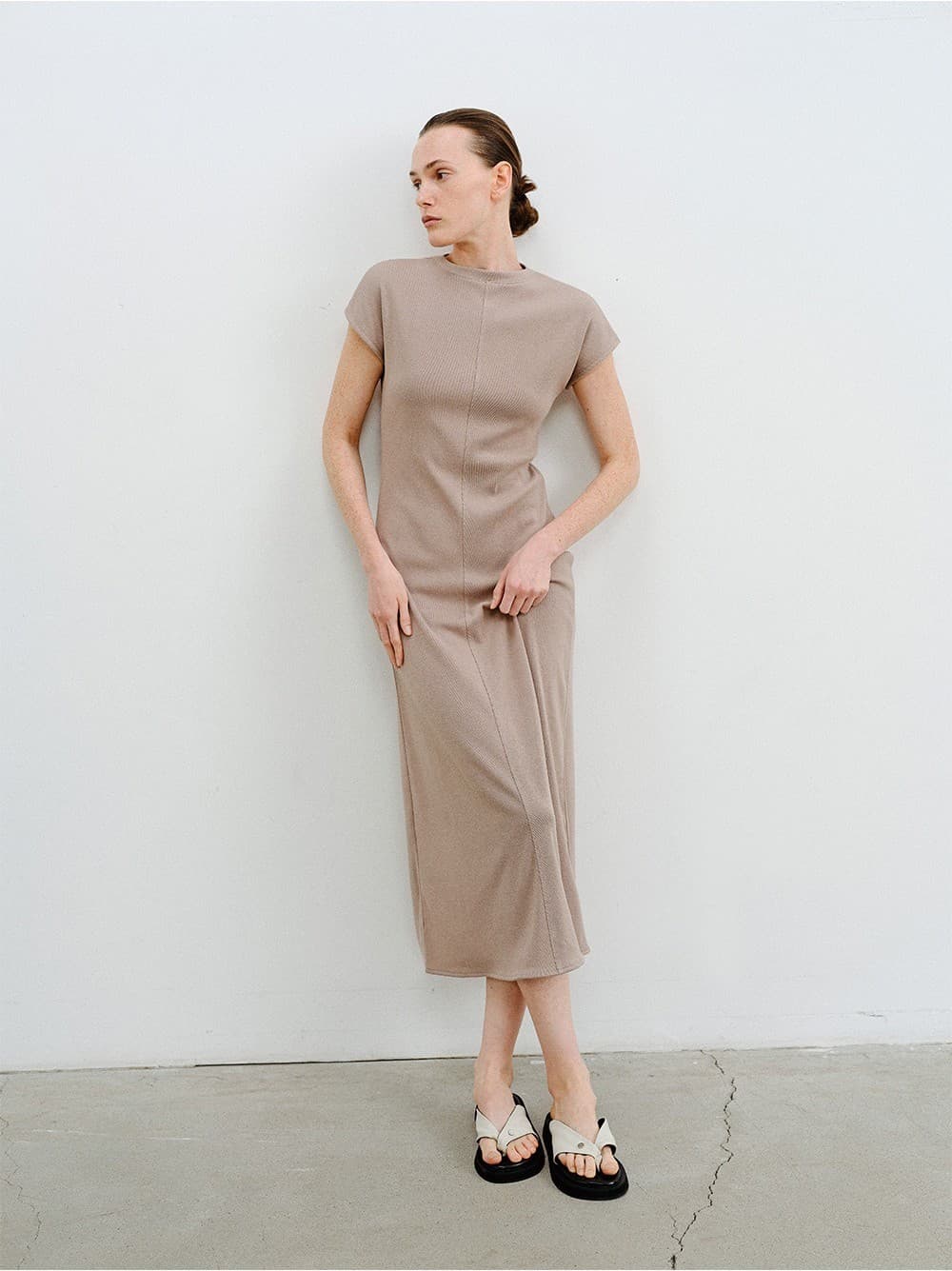 TVR CAP SLEEVE JERSEY DRESS_DUST — vue 7