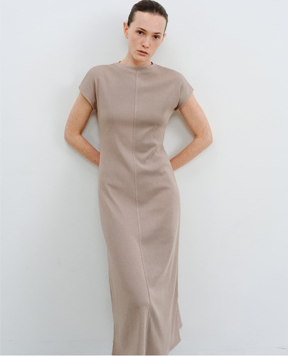 TVR CAP SLEEVE JERSEY DRESS_DUST — vue 8