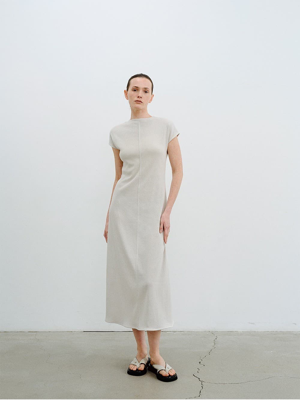 TVR CAP SLEEVE JERSEY DRESS_L-GREY — vue 5