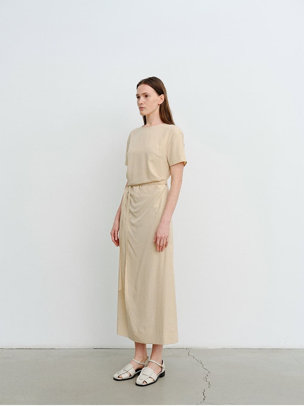 TVR DRAPED WAIST DRESS_BEIGE — vue 8