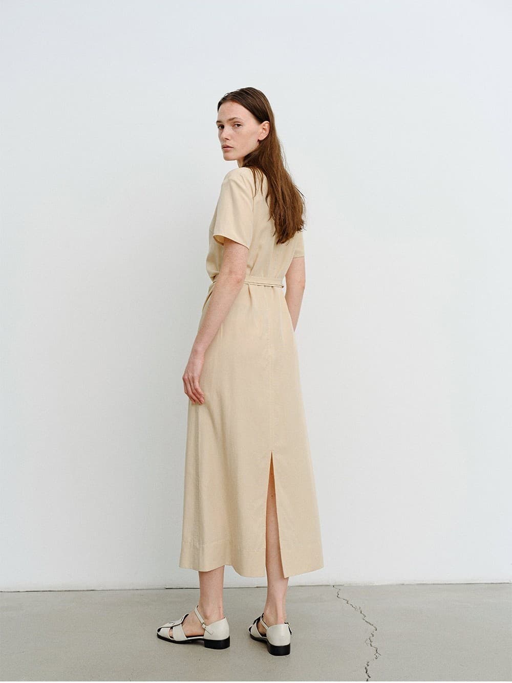 TVR DRAPED WAIST DRESS_BEIGE — vue 9