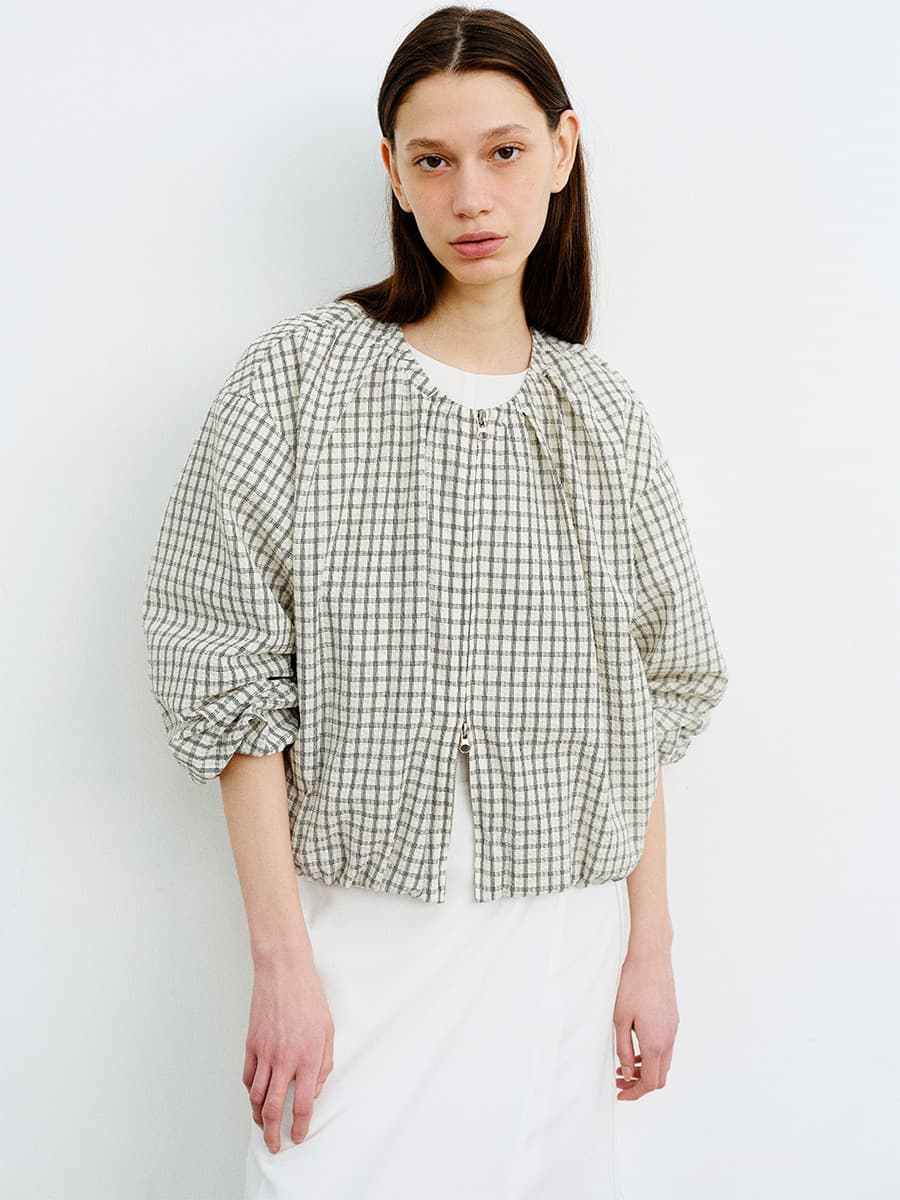 TVR SEERSUCKER BANDING JUMPER_BEIGE CHECK — vue 2