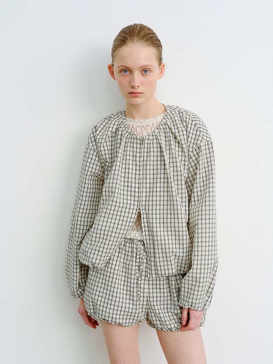 TVR SEERSUCKER BANDING JUMPER_BEIGE CHECK — vue 4