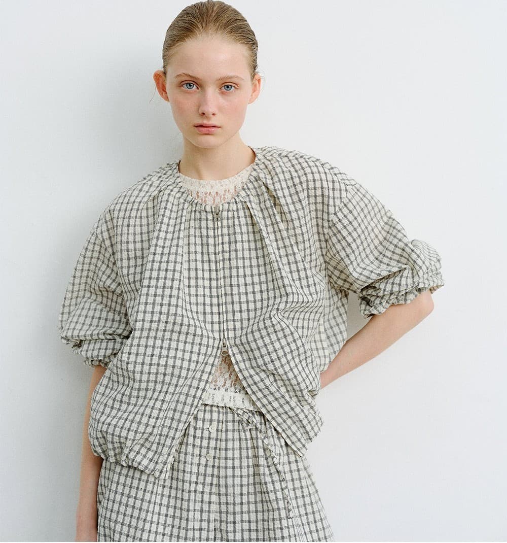 TVR SEERSUCKER BANDING JUMPER_BEIGE CHECK — vue 5