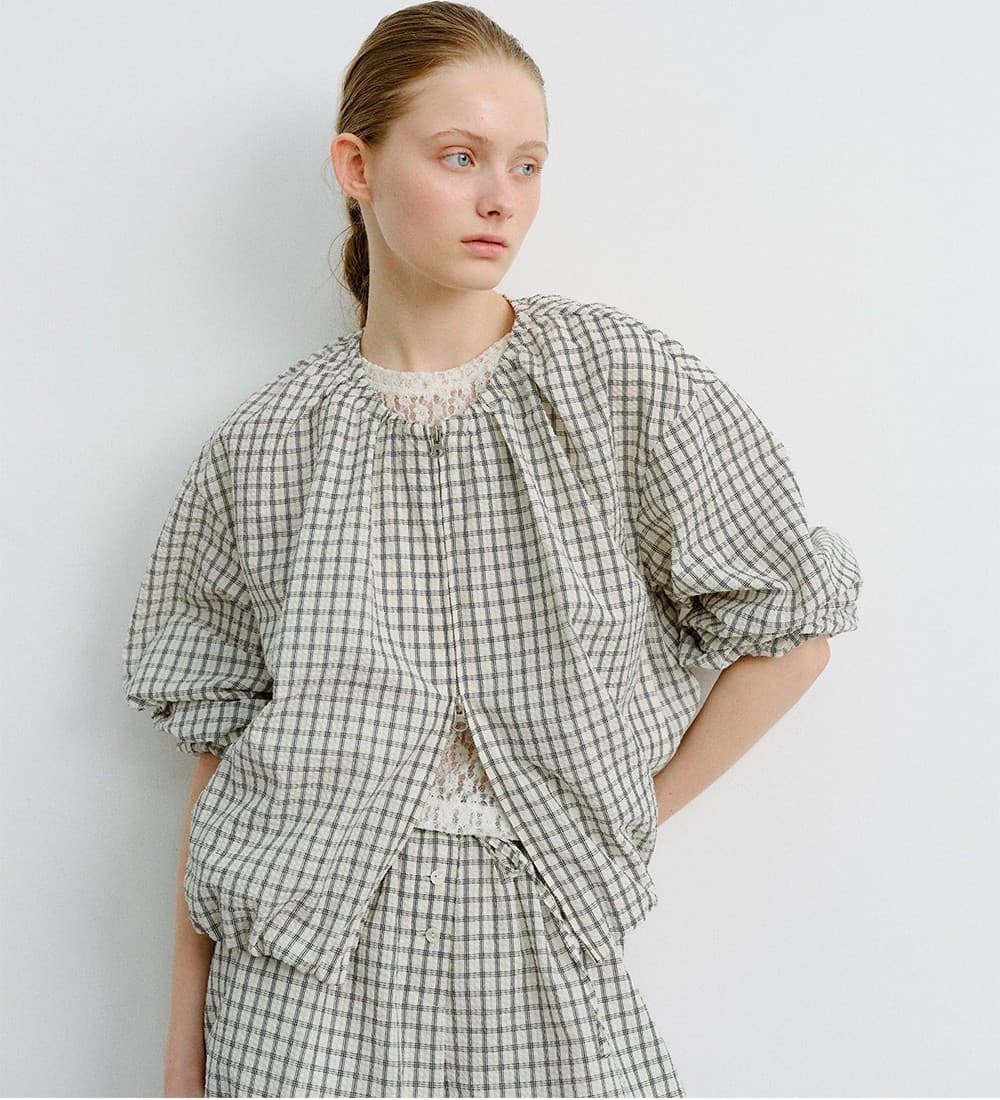 TVR SEERSUCKER BANDING JUMPER_BEIGE CHECK — vue 6