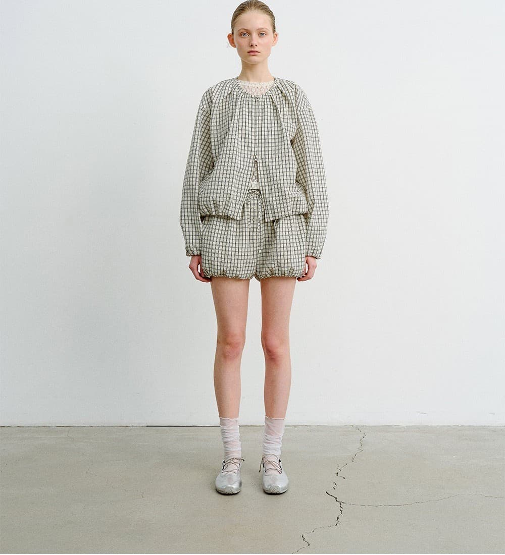 TVR SEERSUCKER BANDING JUMPER_BEIGE CHECK — vue 7