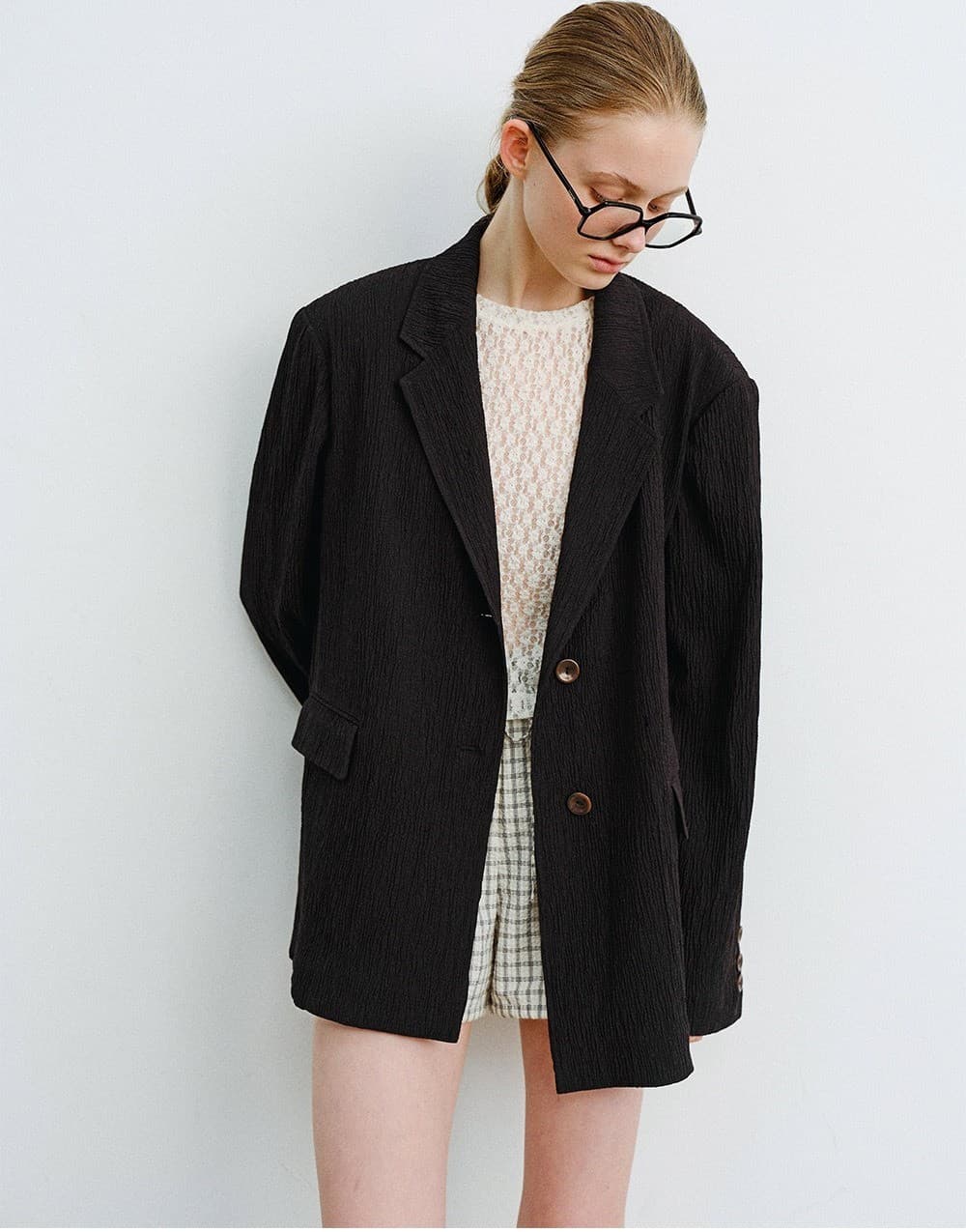 TVR LINEN CREASE BLAZER_BLACK — vue 11