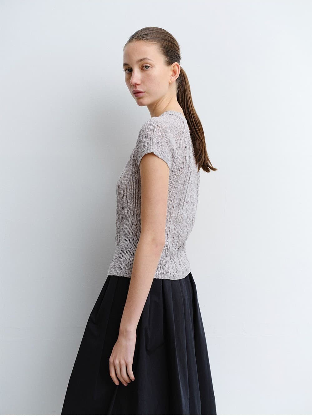 TVR COTTON FLARE SKIRT_D-NAVY — vue 9
