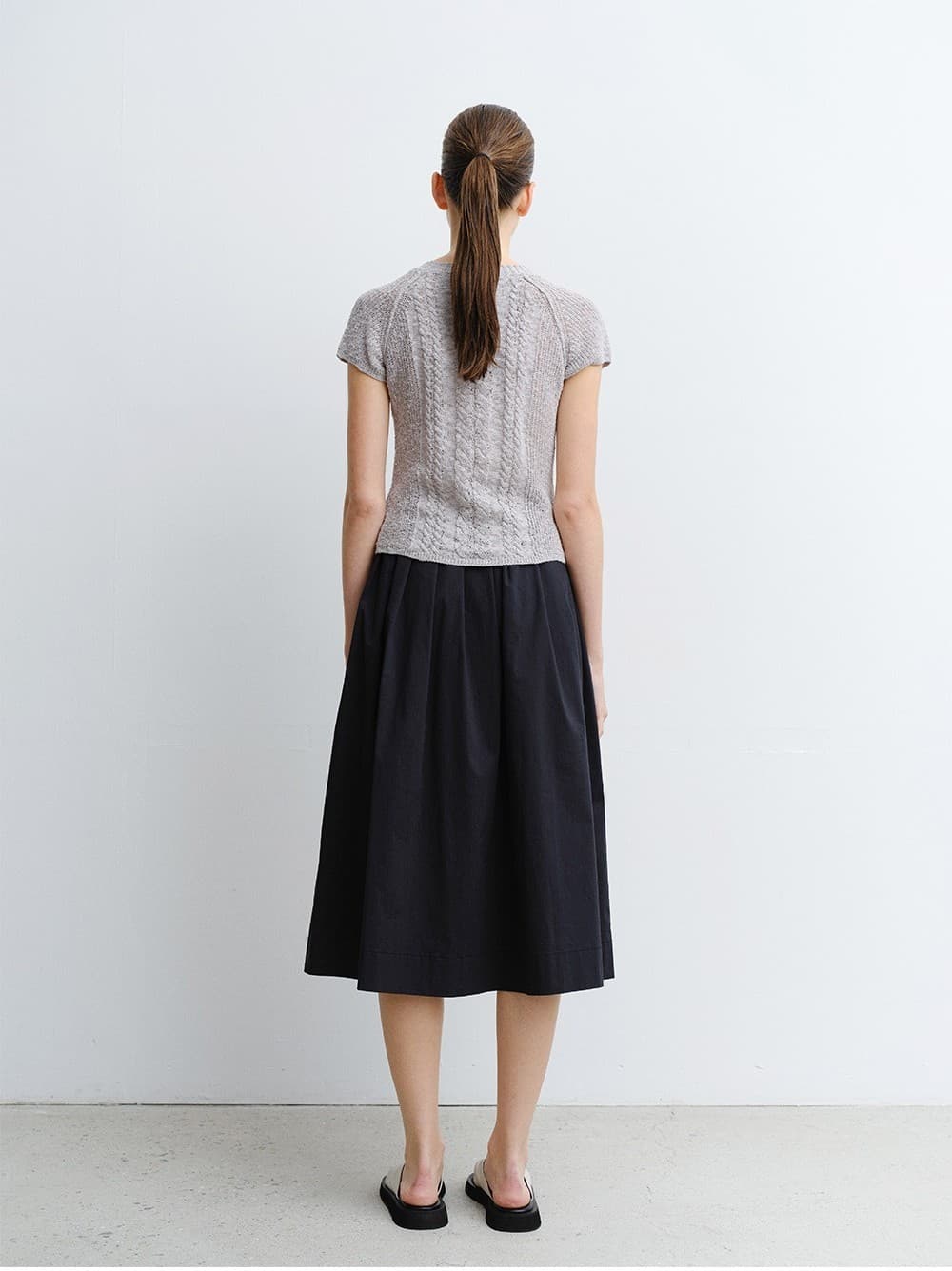 TVR COTTON FLARE SKIRT_D-NAVY — vue 10