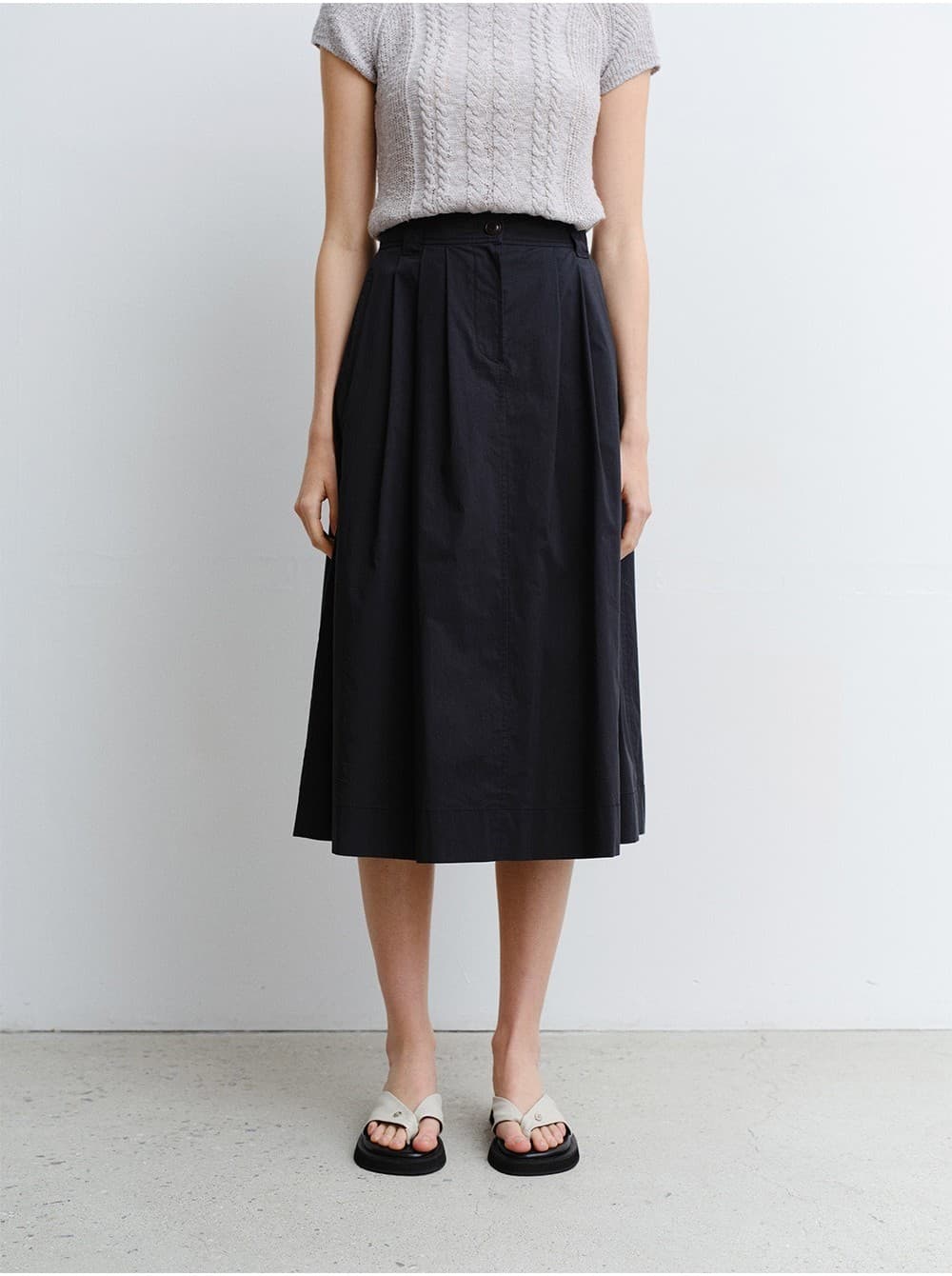 TVR COTTON FLARE SKIRT_D-NAVY — vue 11