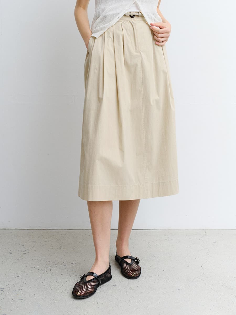 TVR COTTON FLARE SKIRT_BEIGE — vue 3