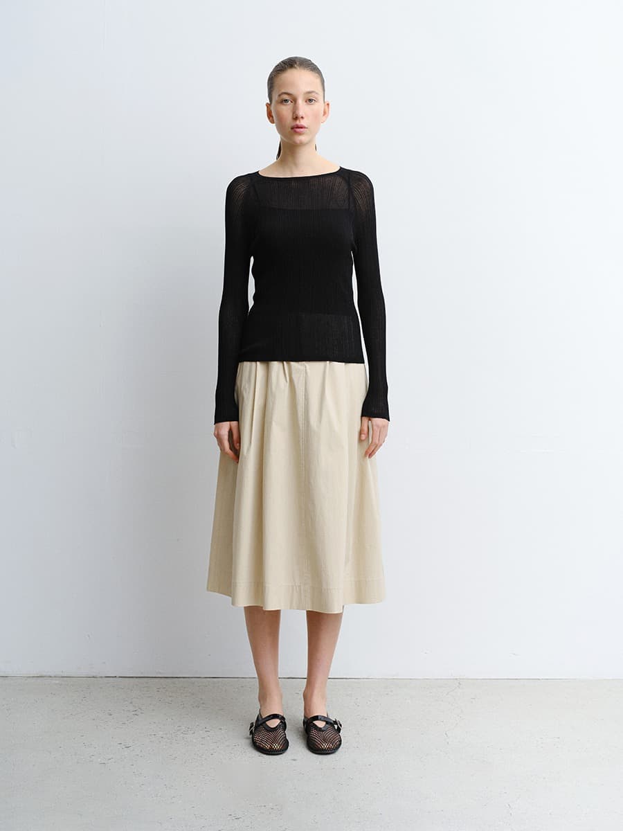 TVR COTTON FLARE SKIRT_BEIGE — vue 4