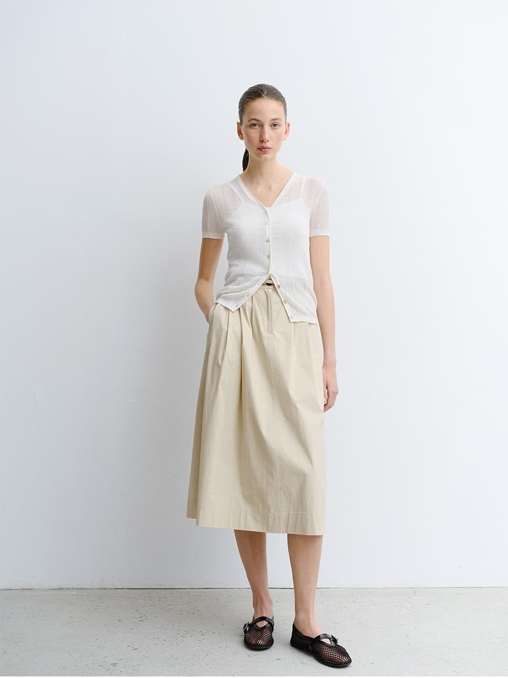 TVR COTTON FLARE SKIRT_BEIGE — vue 6