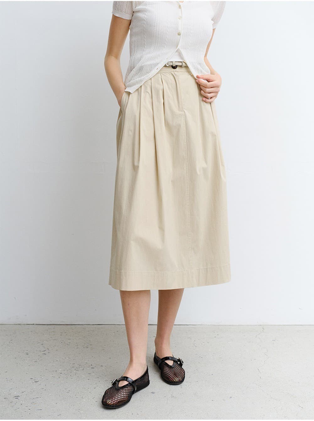 TVR COTTON FLARE SKIRT_BEIGE — vue 11