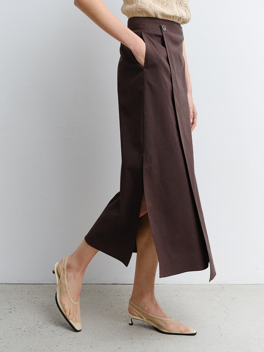 TVR WRAP LONG SKIRT_D-BROWN — vue 3