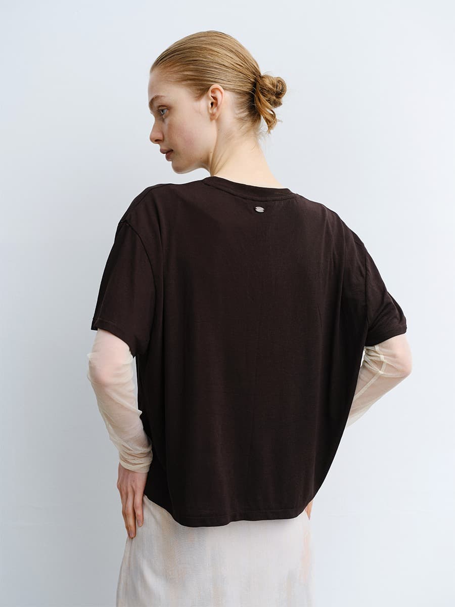 TVR SHEER SILK TOP_DARK BROWN — vue 4