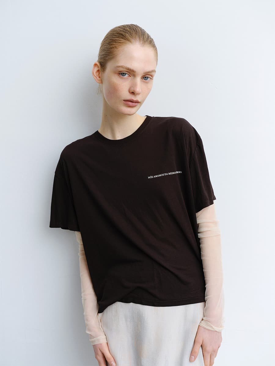 TVR SHEER SILK TOP_DARK BROWN — vue 1