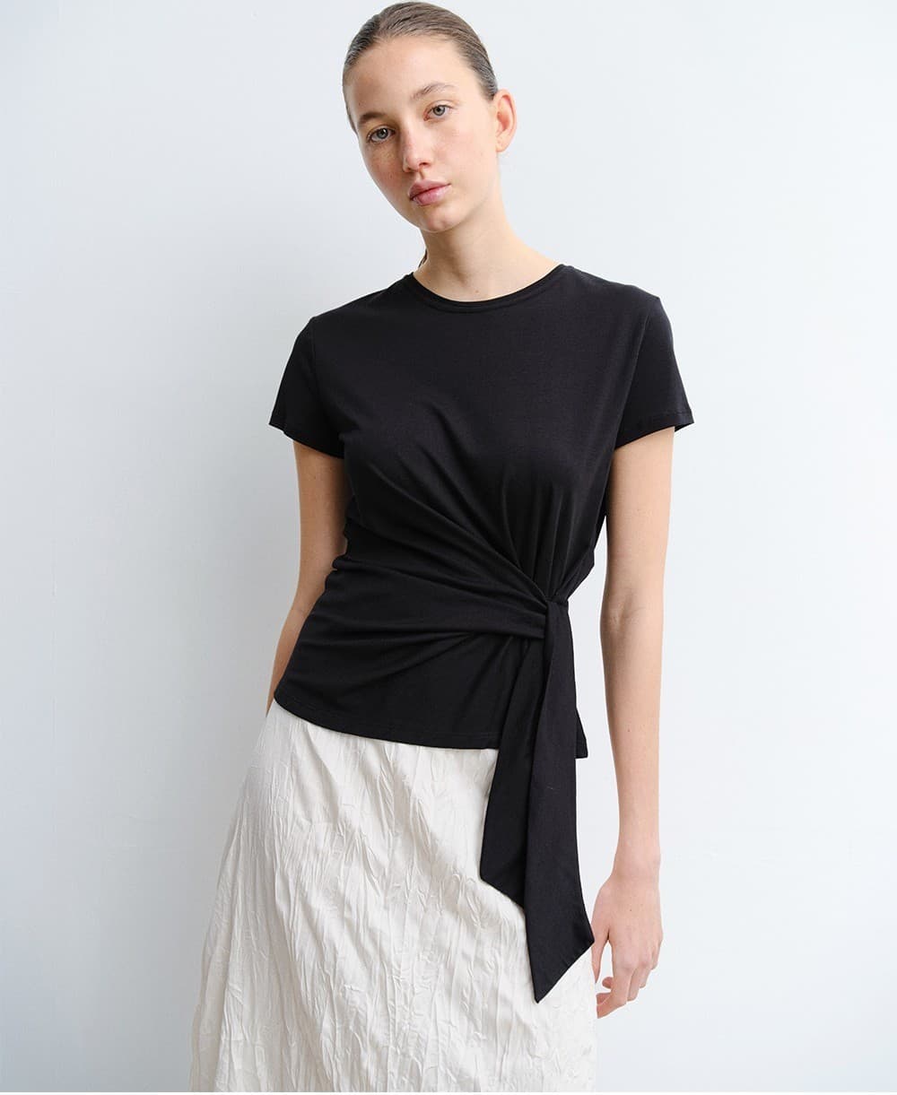 TVR WAIST TIE HALF SLEEVE TOP_BLACK — vue 6