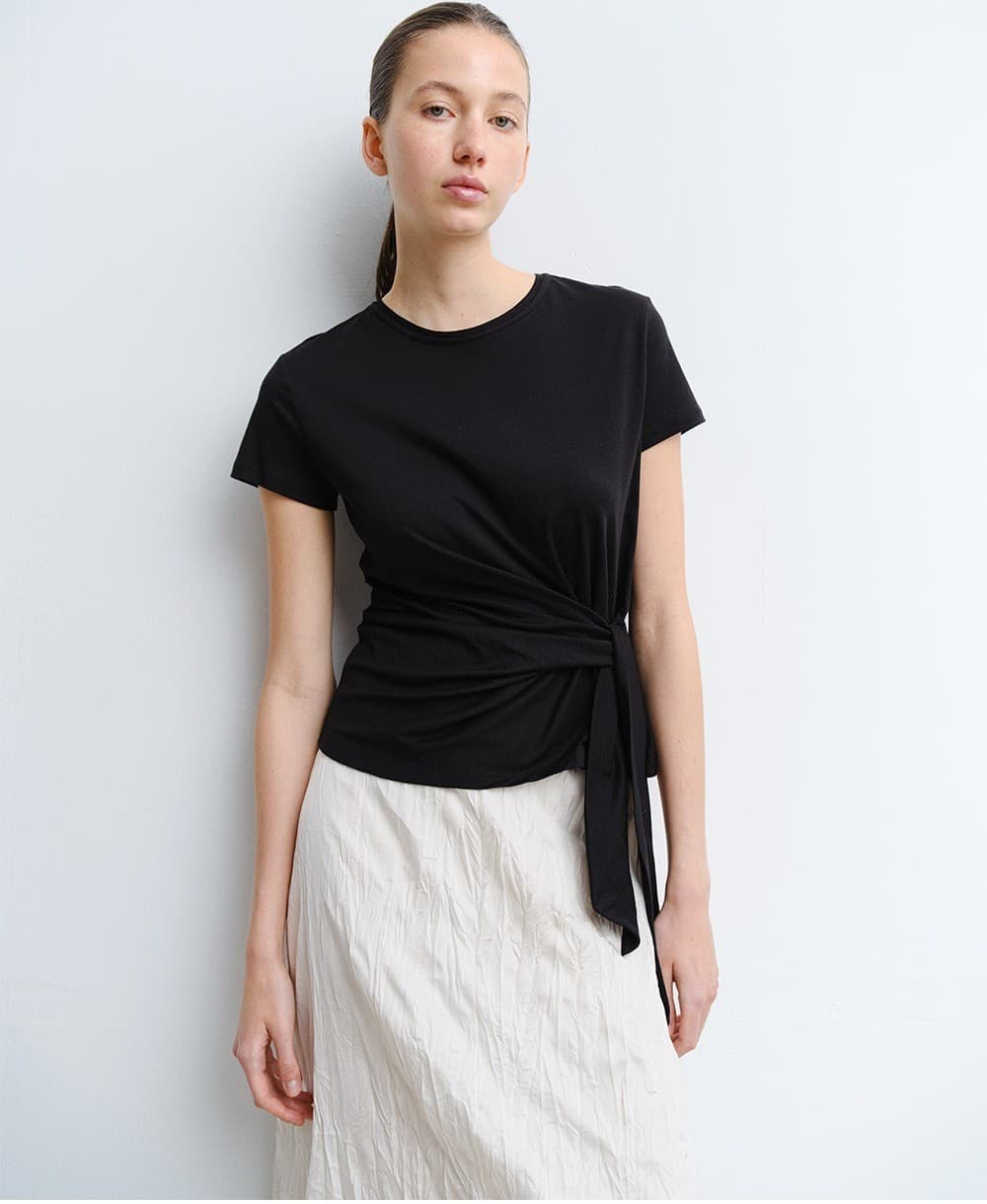 TVR WAIST TIE HALF SLEEVE TOP_BLACK — vue 10