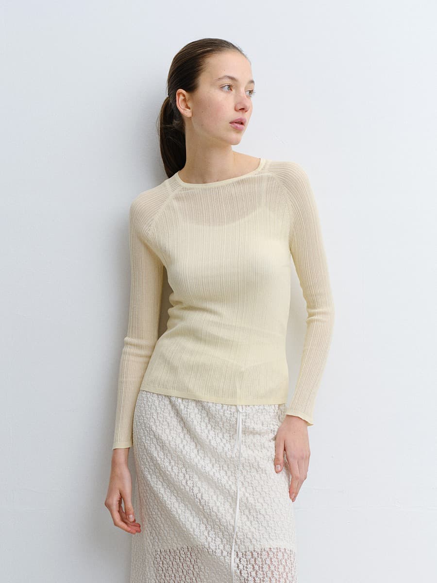 TVR RIBBED SILK KNIT TOP_Y-BEIGE — vue 3