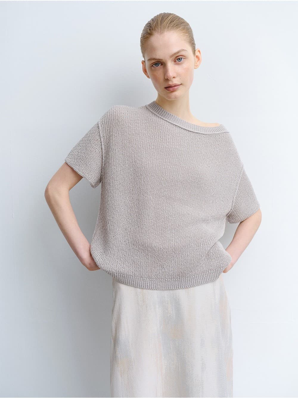 TVR ONE OFF-SHOULDER KNIT TOP_GREY — vue 8
