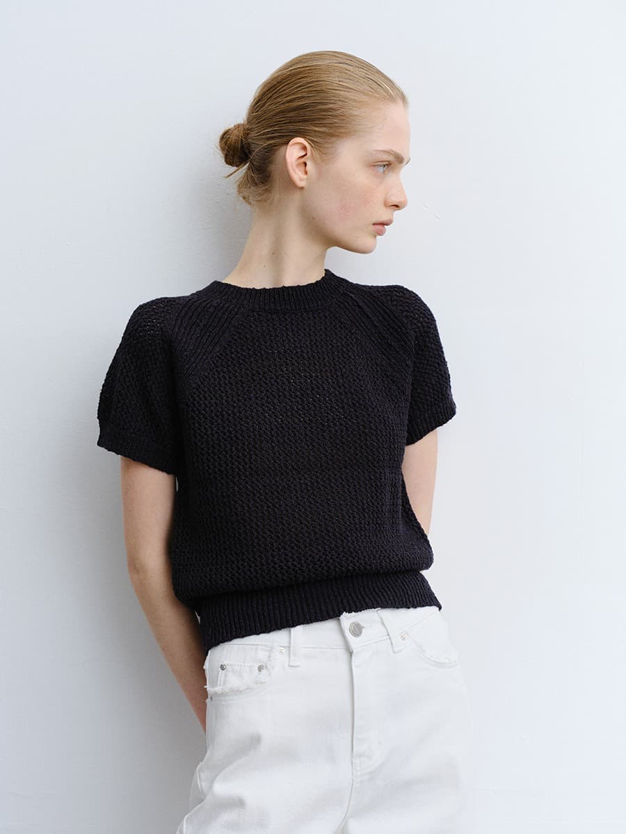 TVR COTTON NETTING KNIT TOP_D-NAVY — vue 2