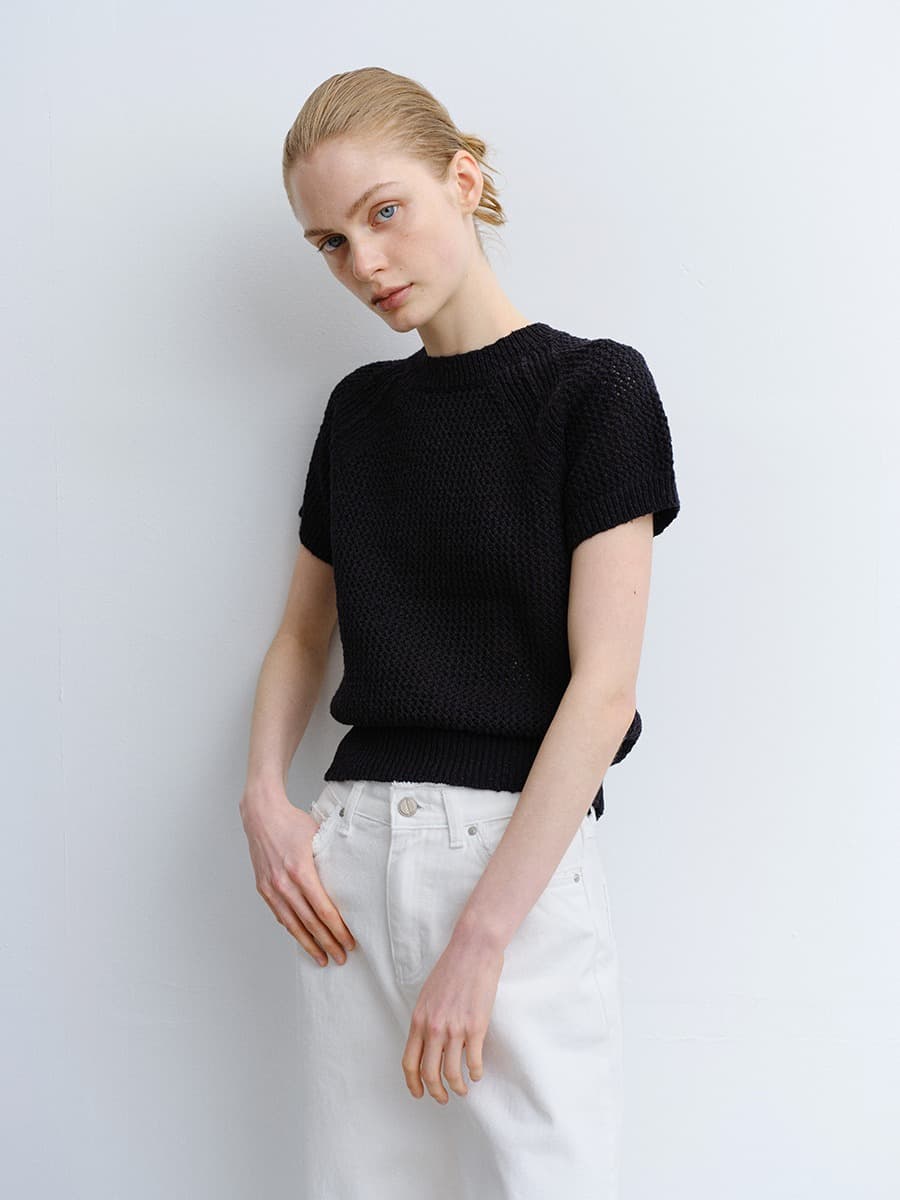 TVR COTTON NETTING KNIT TOP_D-NAVY — vue 4