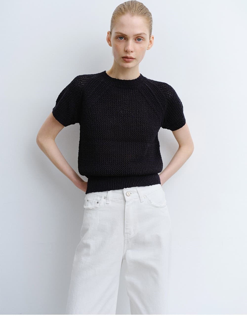 TVR COTTON NETTING KNIT TOP_D-NAVY — vue 8