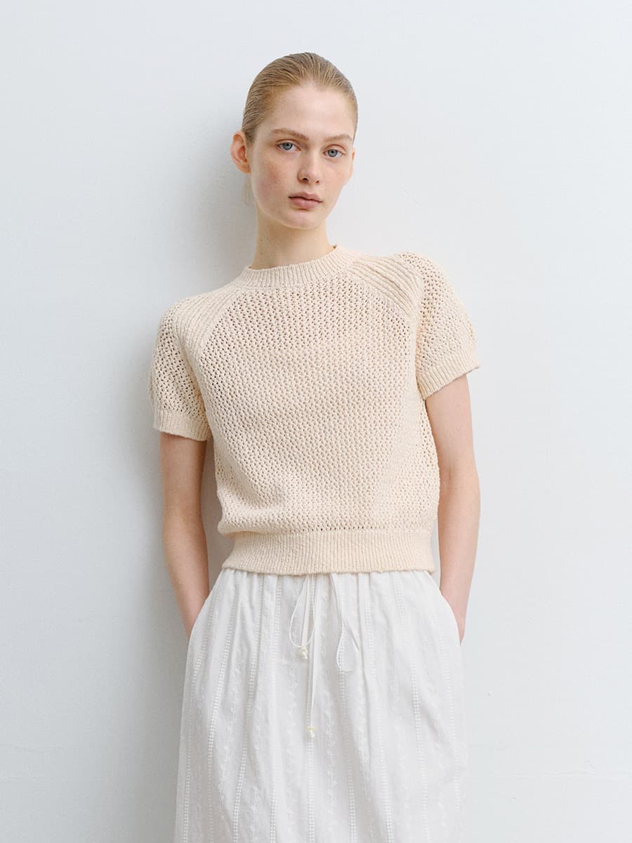 TVR COTTON NETTING KNIT TOP_CREAM — vue 3