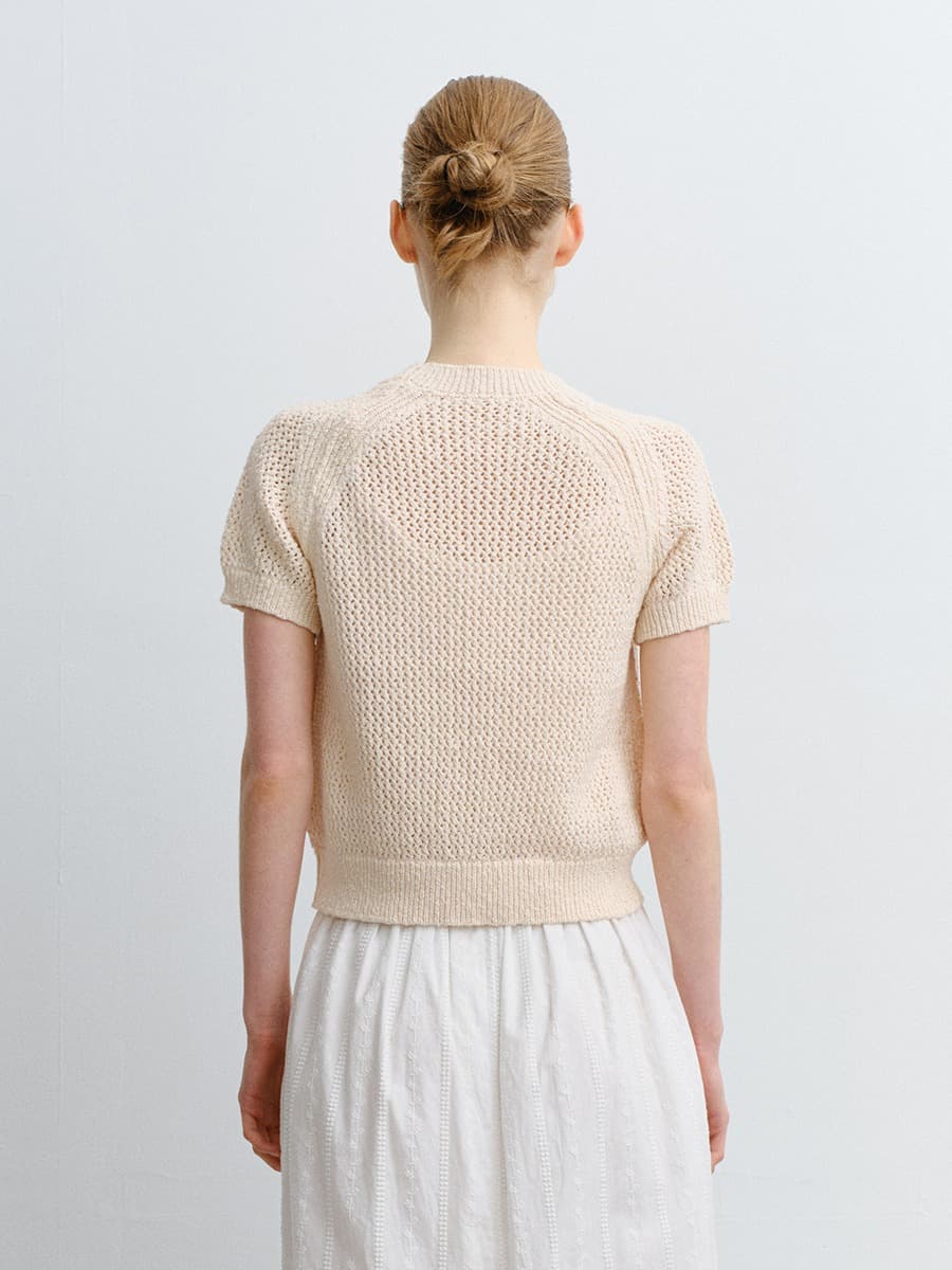 TVR COTTON NETTING KNIT TOP_CREAM — vue 4